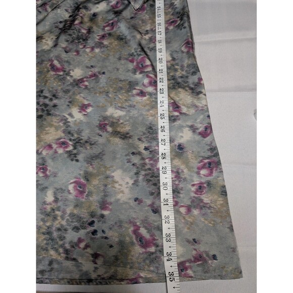 Ann Taylor Loft Dress Womens 0 Gray Floral Sleeveless Ruffle V Neck Lined Summer - Picture 5 of 6